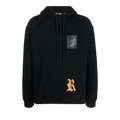 Raf Simons Destroyed Regular Fit Hoodie With R Print On Pocket "Black/Orange"