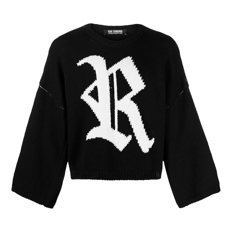 Raf Simons Bulky Knit Sweater With R Jacquard "Black"