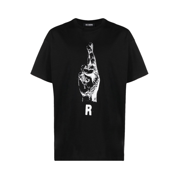 Raf Simons Oversized T-Shirt With Hand Sign Print "Black"