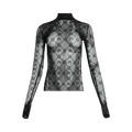 Marine Serre Moonogram Flocked Mesh Second Skin Top "Black"