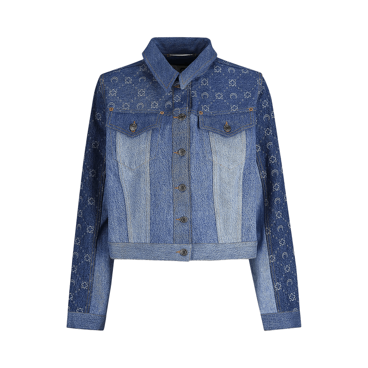 Marine Serre Regenerated Denim Moonogram Jacket "Medium Dark Blue"