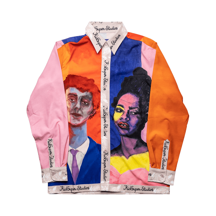 KidSuper Boy And Girl Painted Portrait Shirt "Multicolor"