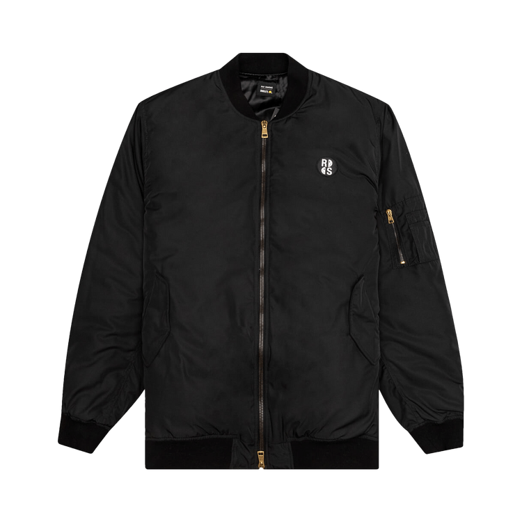 Raf Simons x Smiley Print and Badge Bomber Jacket "Black"
