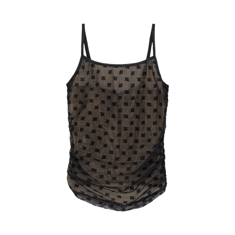 MISBHV Mesh Monogram Draped Top "Black"