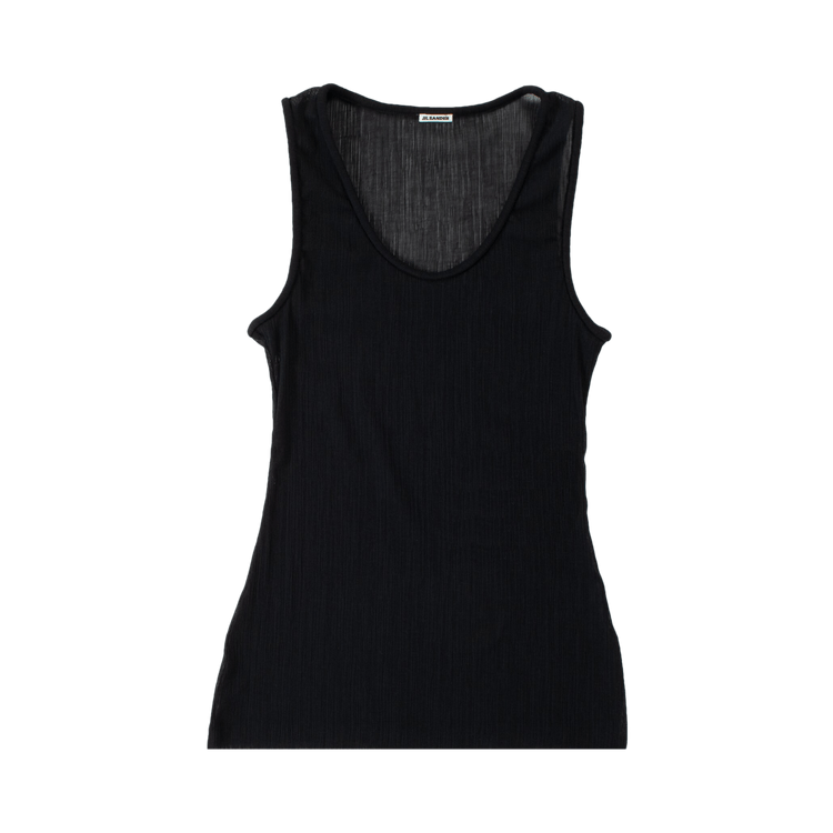 Jil Sander U Neckline And Piping Detail Tank Top "Black"