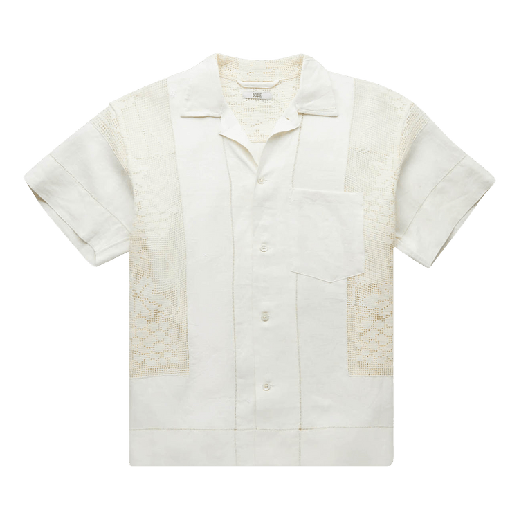 Bode Linen Cutwork Short-Sleeve "Ecru"