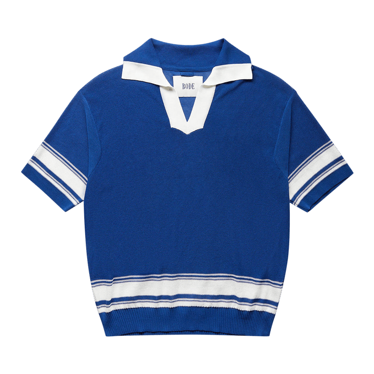 Bode Edge Stripe Polo "Navy"