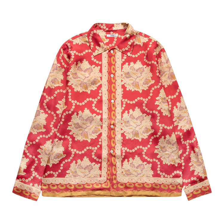 Bode Coral Bells Long-Sleeve Shirt "Red/Multicolor"