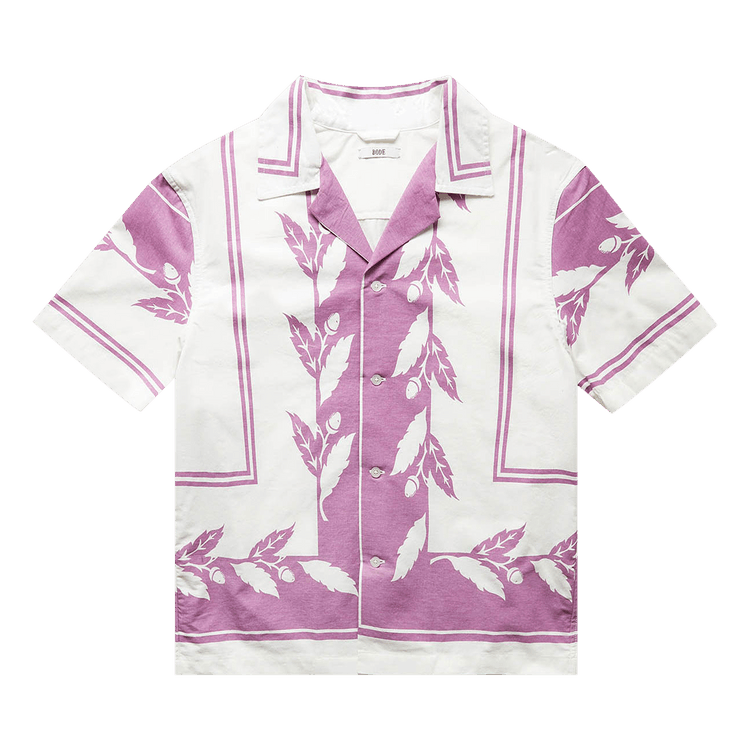 Bode Inverse Acorn Short-Sleeve Shirt "Purple/White"