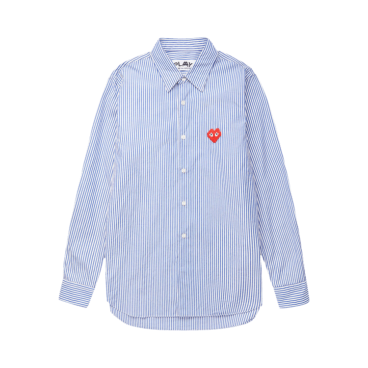 Comme des Garçons PLAY x Invader Heart Stripe Shirt "Blue/White Stripe"