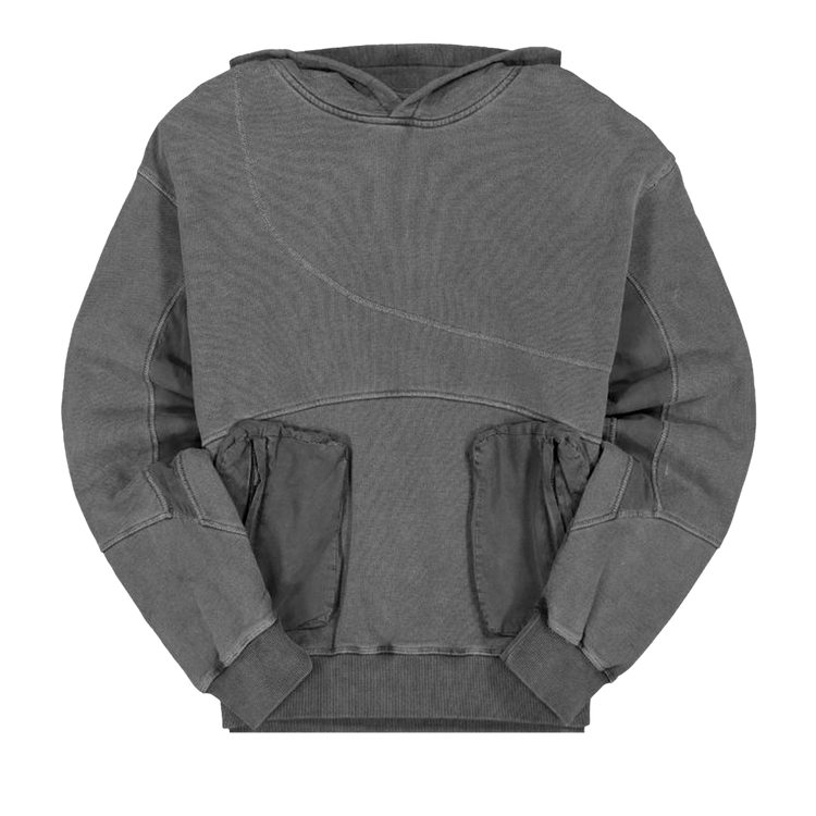 C2H4 Cold-Dye Panelled Hoodie "Dark Grey"