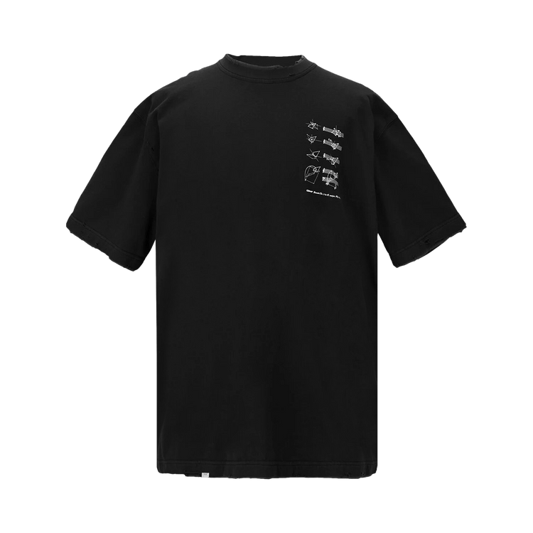 C2H4 Distressed Layered T-Shirt "Black"