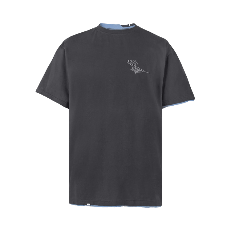 C2H4 Matrix Of Consciousness Printed Distressed Layered T-Shirt "Dark Grey"