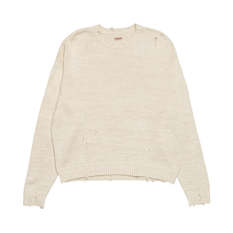 Kapital 5G Knit Rainbowy Patch Crew Sweater "Ecru"