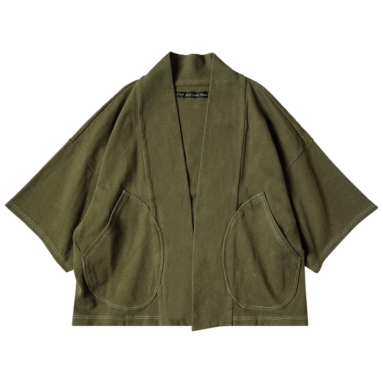 Kapital Heavy Waffle Knit Baja Samu Cardigan "Khaki"
