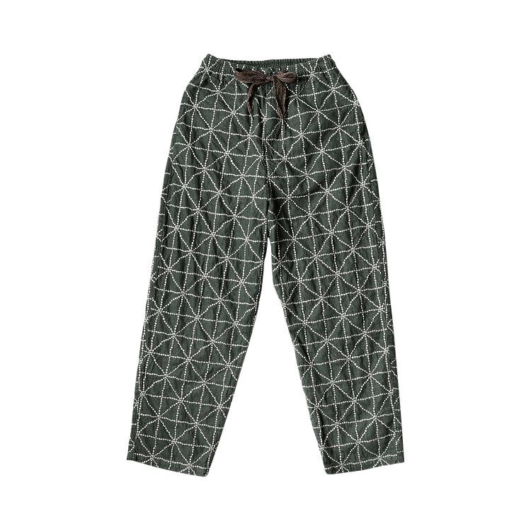Kapital 8oz Color Denim Folk-Dojo Embroidery Easy Pants "Green"
