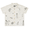 Samuel Zelig Embroidered Camp Shirt "Natural/Embroidered Black Artwork"