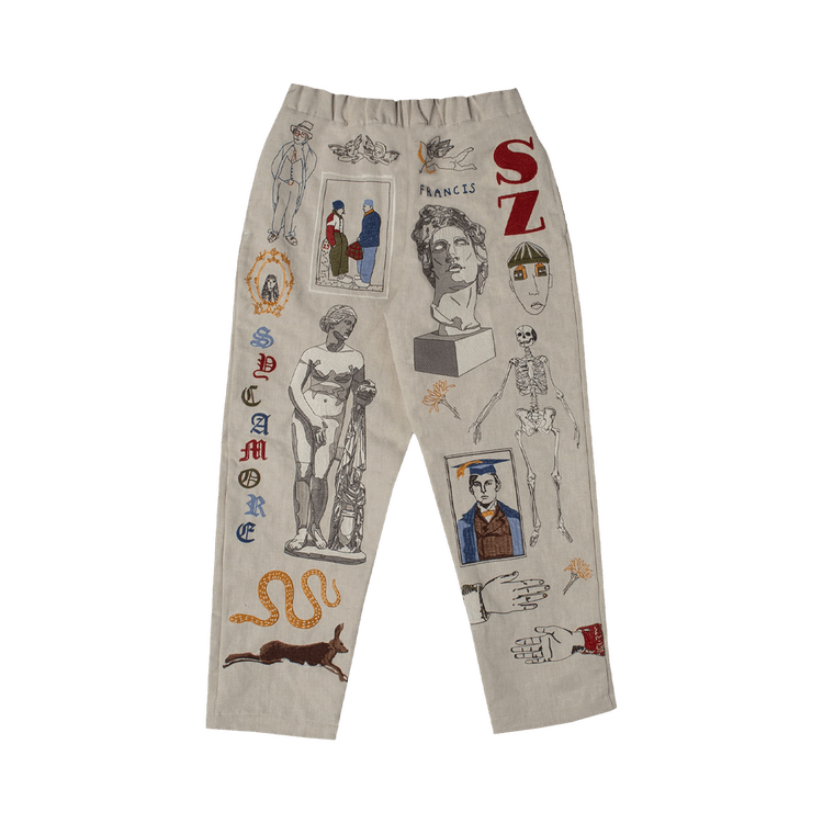 Samuel Zelig Gallery Pant "Natural/Multicolor Embroidery"
