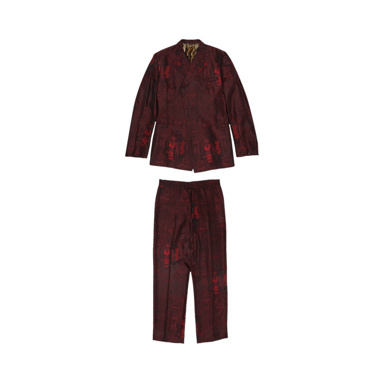 Vintage Jean Paul Gaultier Printed Peak Lapel Suit (2 Piece) "Burgundy"
