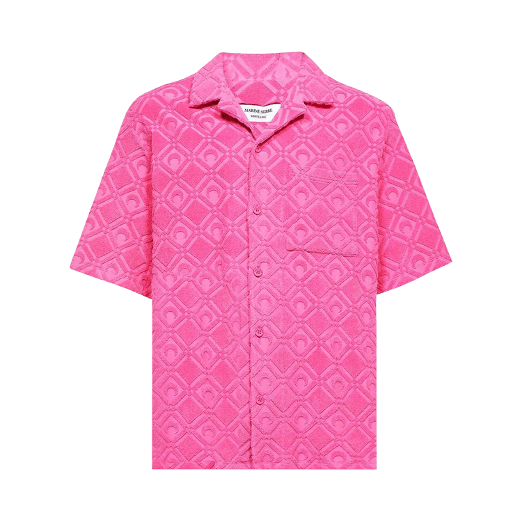 Marine Serre Regenerated Sponge Jacquard Bowling Shirt "Fuschia"