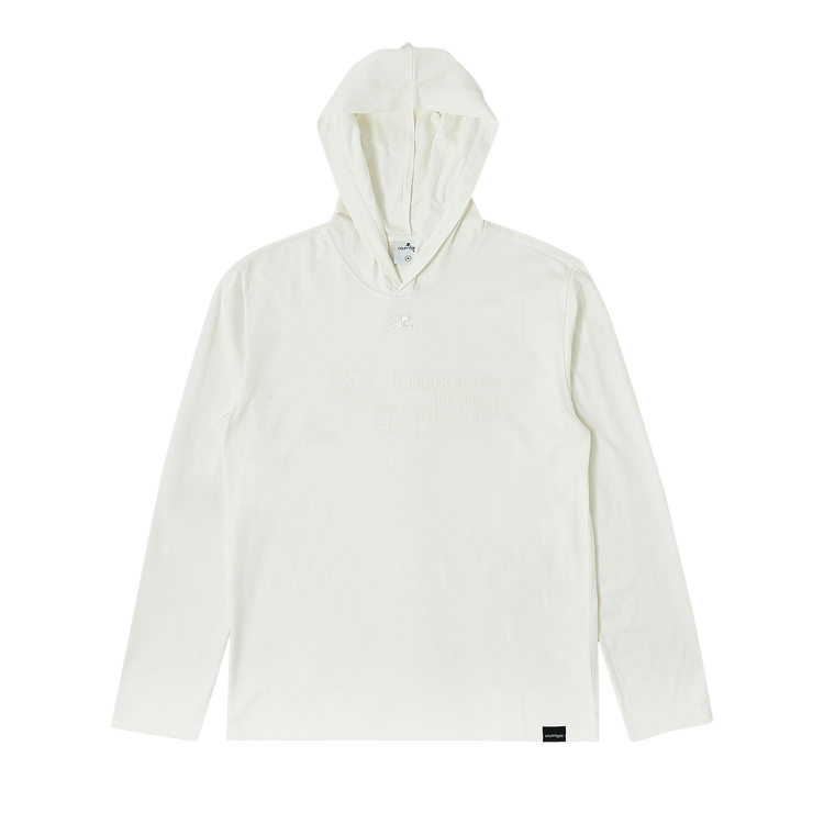 Courrèges Hooded Printed Long-Sleeve T-Shirt "Heritage White"