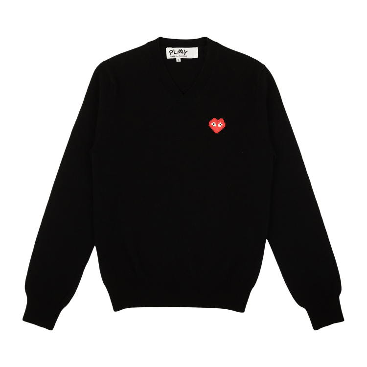 Comme des Garçons Heart V-Neck Sweater "Black"