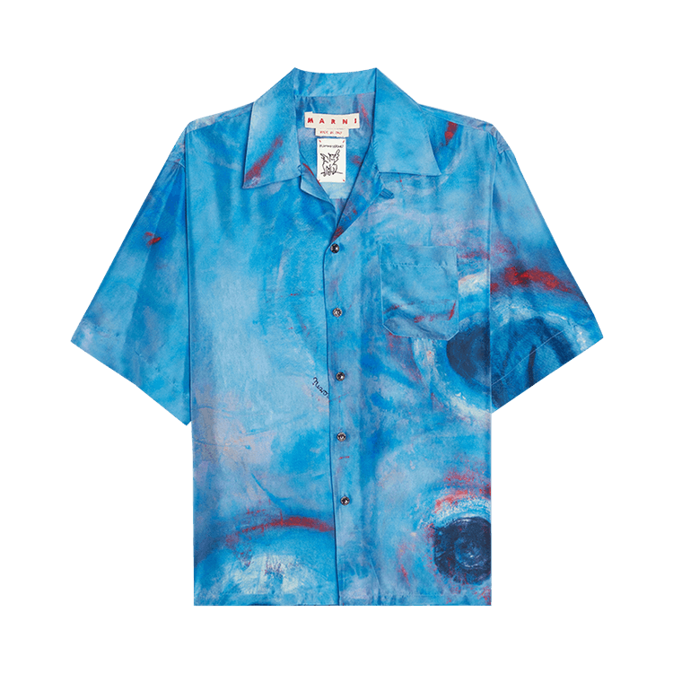 Marni Haboutai Silk Bowling Shirt "Cobalt"