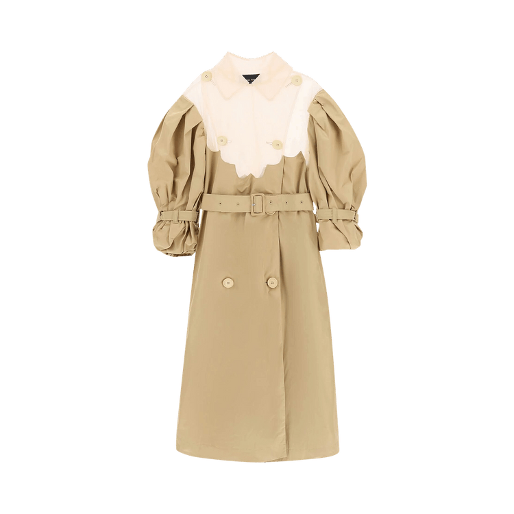 Simone Rocha Scallop Tulle Insert Trench Coat "Sand/Nude"