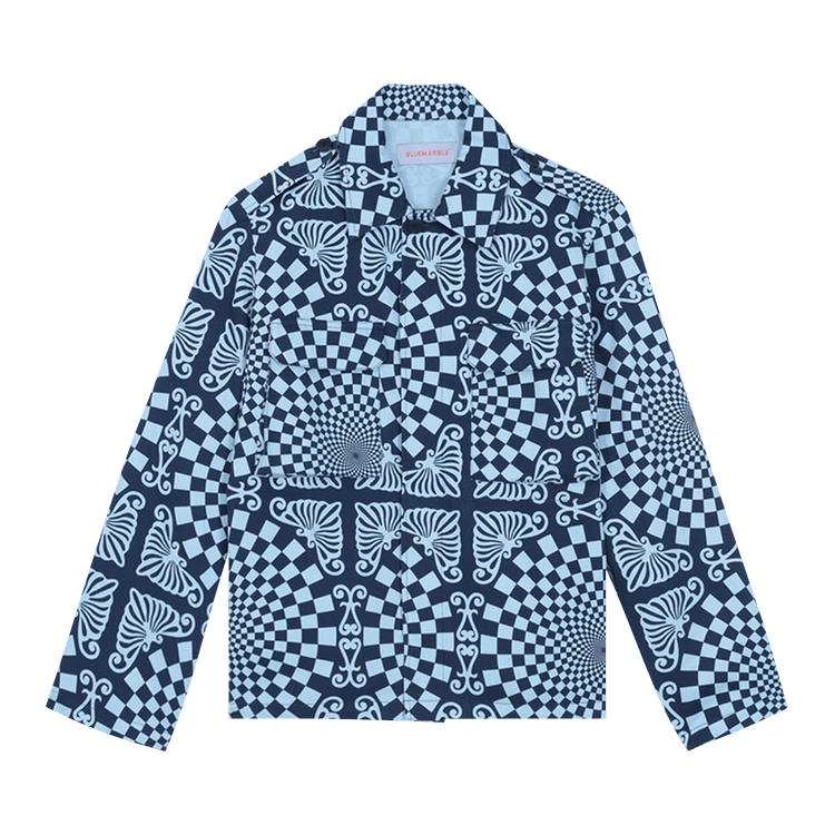 BLUEMARBLE Folk Checkerboard Print Overshirt "Blue"