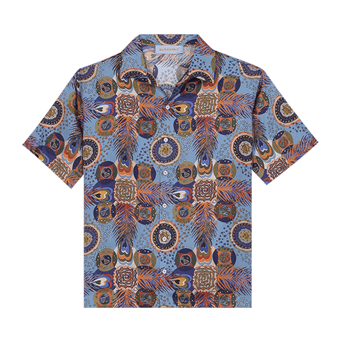 BLUEMARBLE Printed Silk Short-Sleeve Shirt "Multicolor"