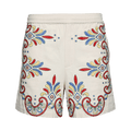 Bode Embroidered Carnival Short "Ecru/Multicolor"