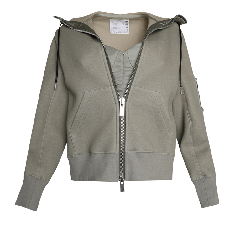 Sacai Nylon Twill X Sponge Sweat Hoodie "Khaki/Beige"