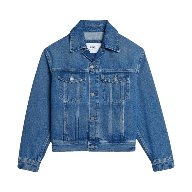 Ami Boxy Washed Denim Jacket "Used Blue"