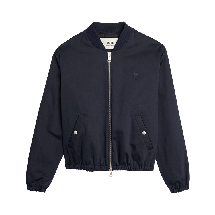 Ami Compact Satin Zipped Bomber "Nautic Blue"