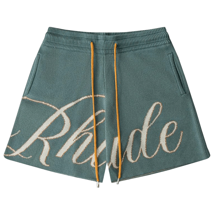 Rhude Script Logo Knit Short "Ivory/Sage"