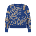 Rhude Bandana Knit Crewneck "Blue/Tan/Creme"
