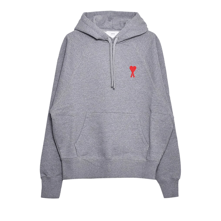 Ami Small A Heart Popover Hoodie "Heather Grey"
