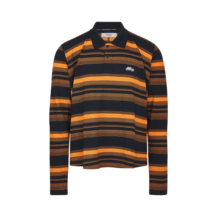 Martine Rose Long-Sleeve Pulled Neck Polo "Orange/Navy Stripe"