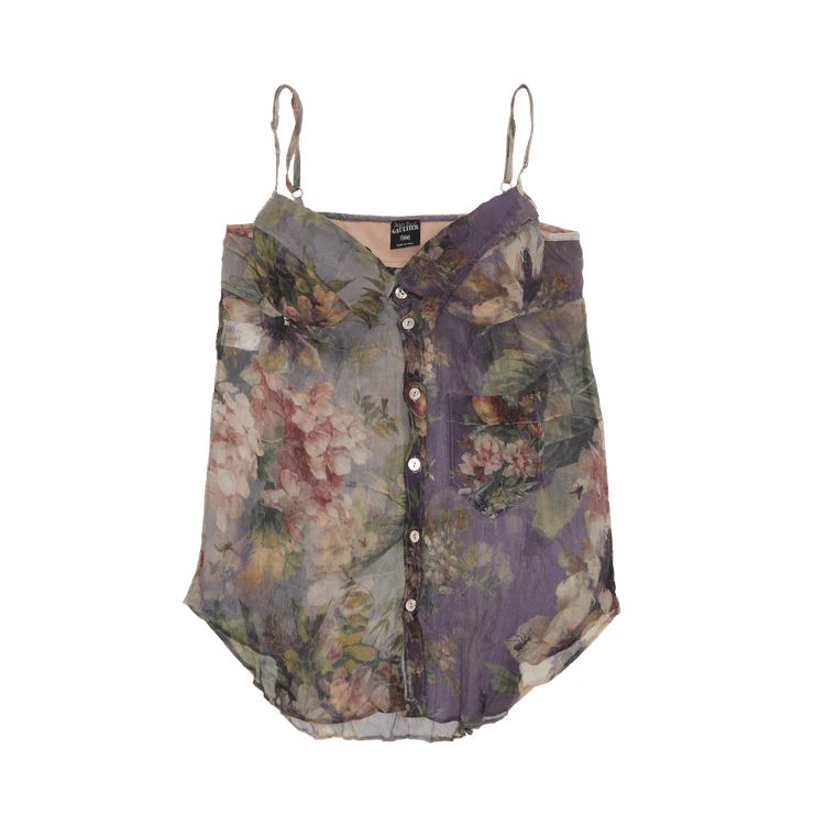 Vintage Jean Paul Gaultier Floral Button Up Tank Top "Multicolor", From the Closet of Maria Zardoya