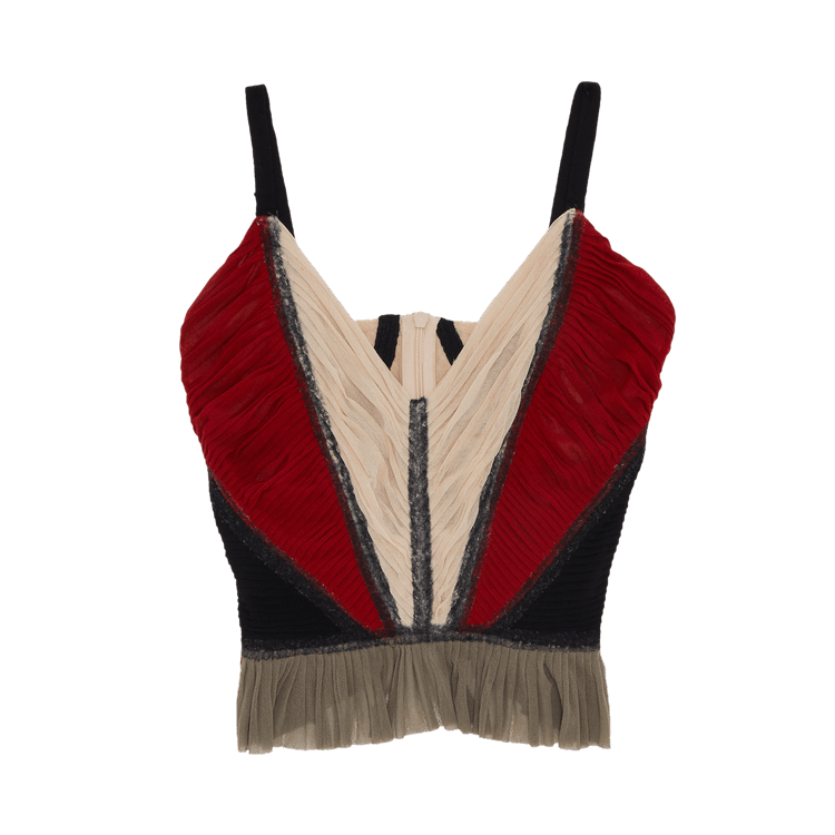 Vintage Jean Paul Gaultier Ruched Tank Top "Red/Cream", From the Closet of Maria Zardoya