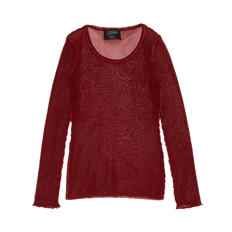 Vintage Jean Paul Gaultier Mesh Long-Sleeve Top "Red", From the Closet of Maria Zardoya