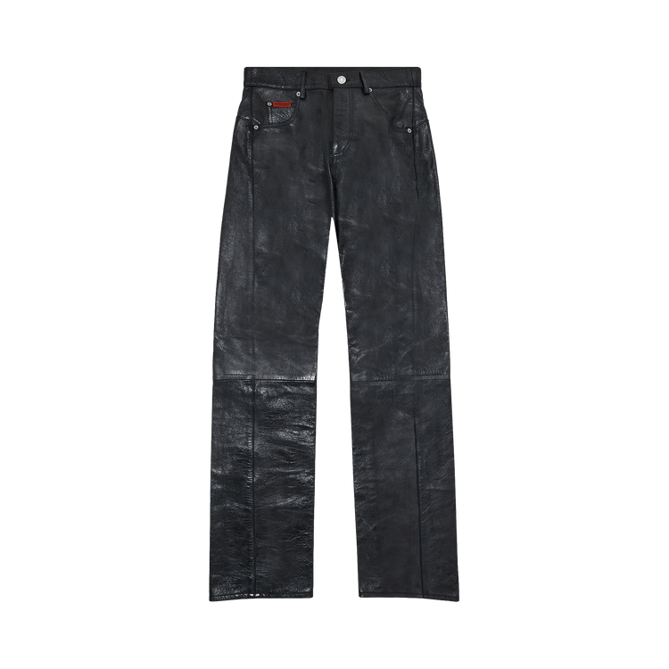 Martine Rose Twist Seam Leather Pants "Distressed Petrol"