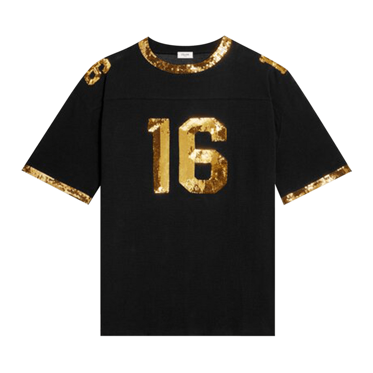 CELINE 16 Oversized Embroidered T-Shirt "Black/Gold"