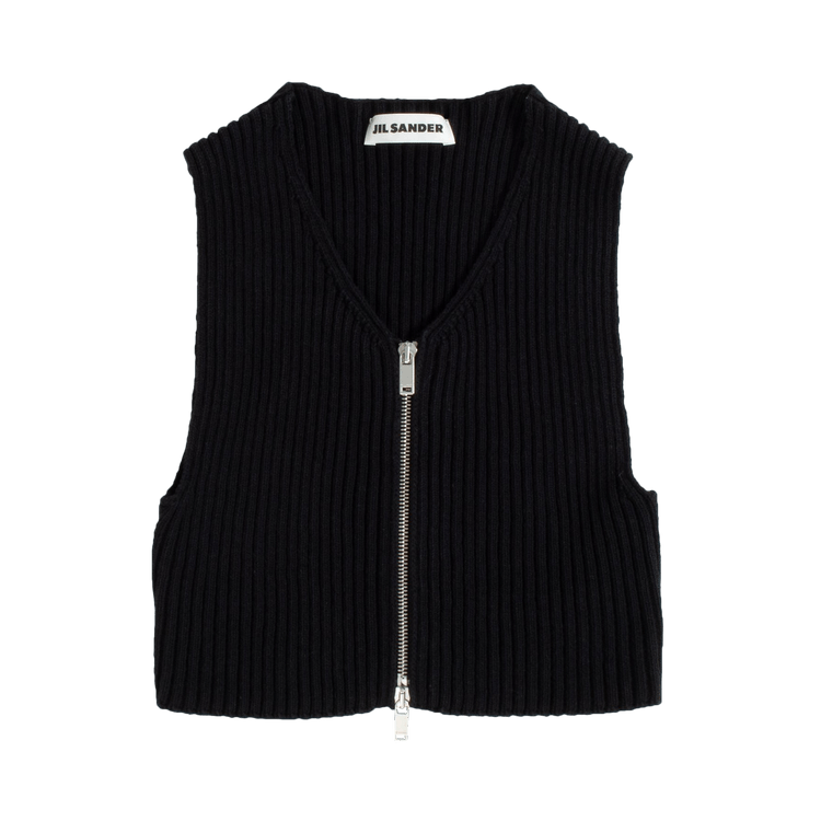 Jil Sander Rib Knit Vest Top "Black"
