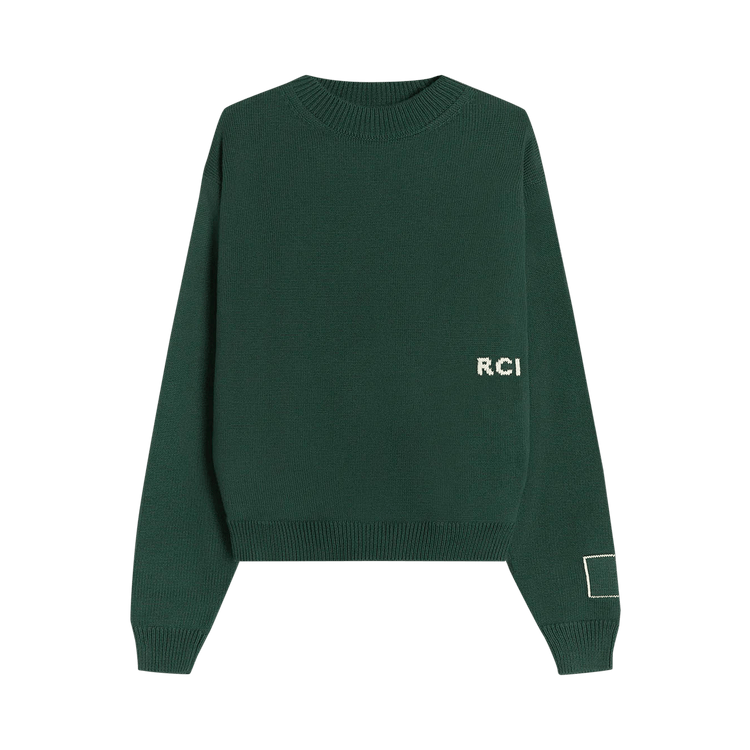 Reese Cooper Intarsia Knit Sweater "Forest Green"