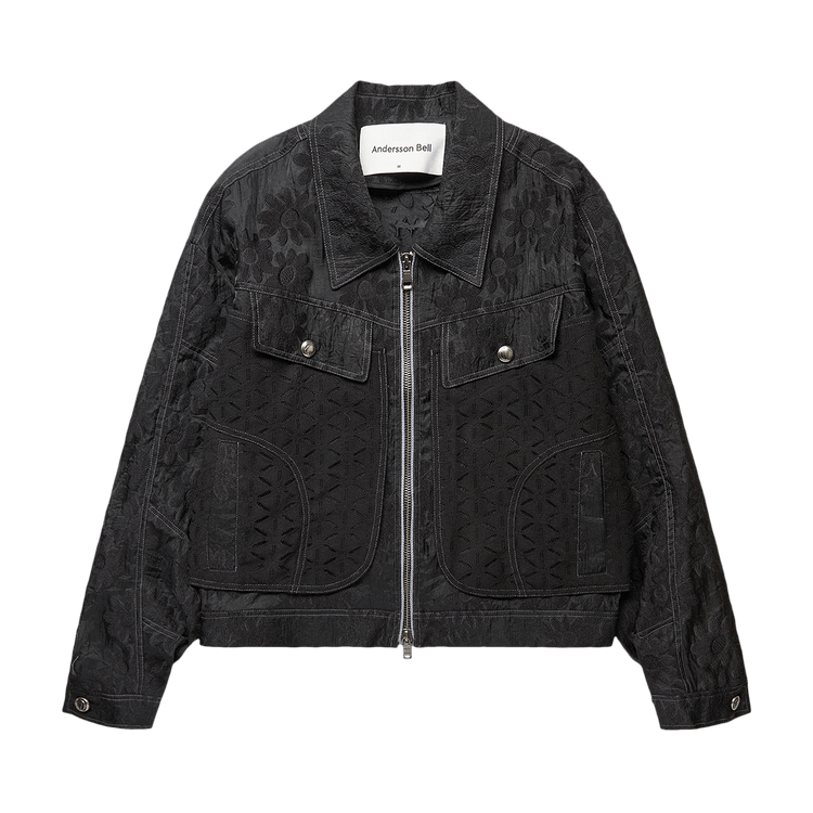 Andersson Bell Flower sheer Zip Up jacket "Black"