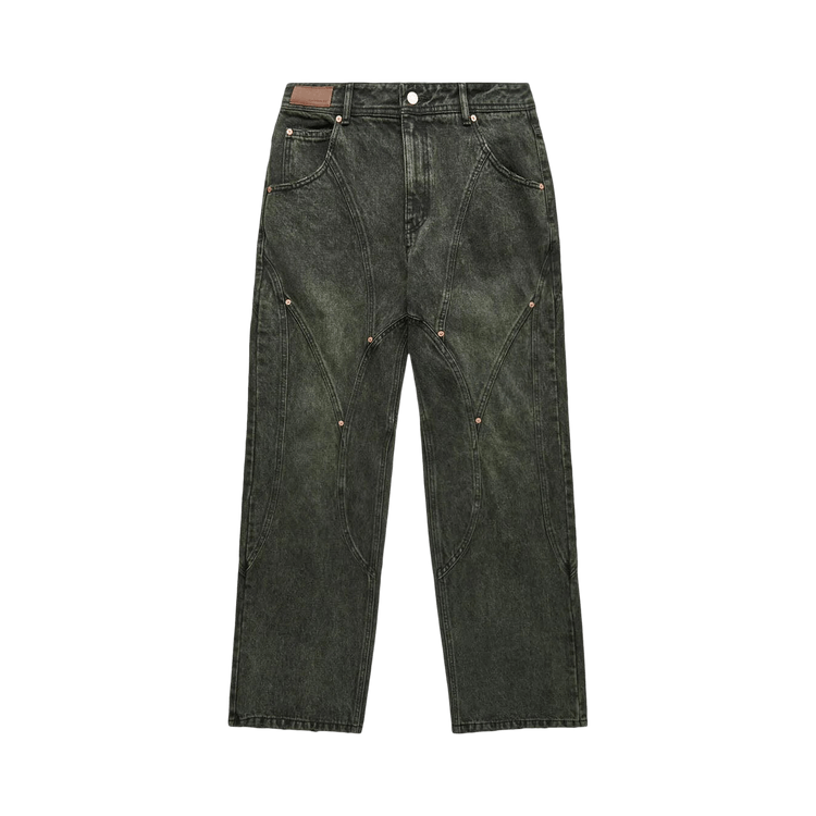 Andersson Bell Brick Curve Panel Wide Jeans "Dark Green"
