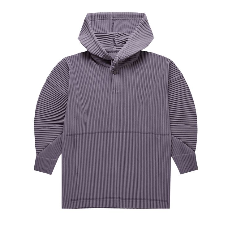 Homme Plissé Issey Miyake Pleated Drawstring Hoodie "Purple/Grey"