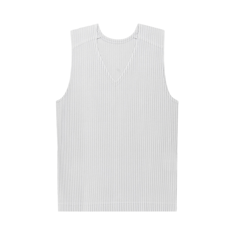 Homme Plissé Issey Miyake V Neck Sleeveless Vest "Light Grey"