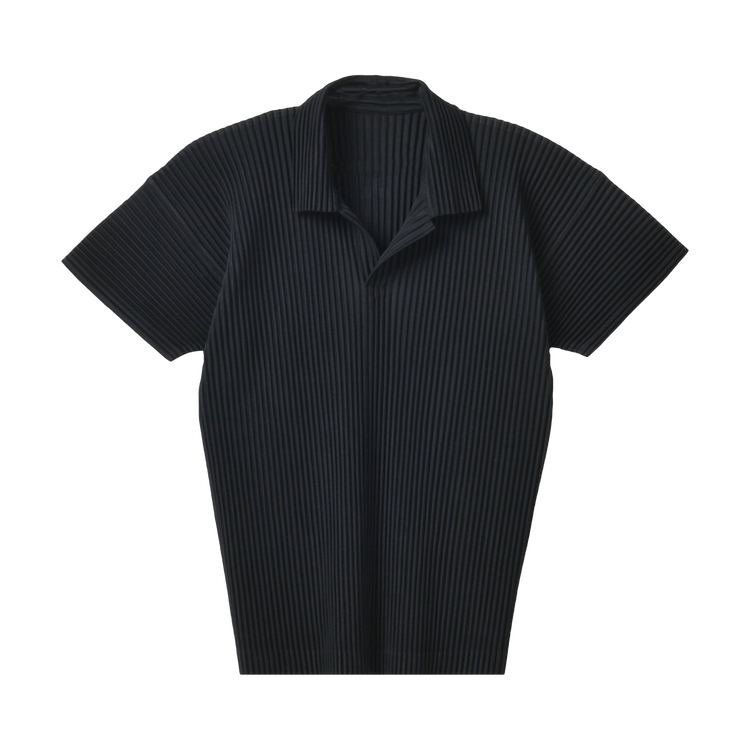 Homme Plissé Issey Miyake Pleated Polo Shirt "Black"
